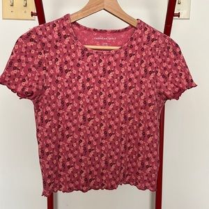 American Eagle Ribbed Floral Crop Top US S